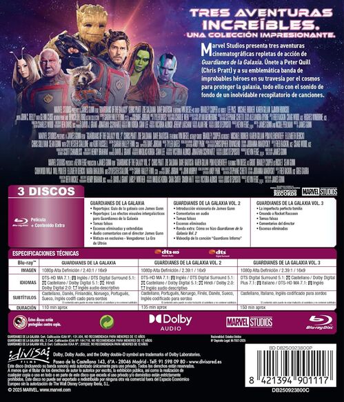 Pack Guardianes De La Galaxia - 3 películas (2014-2023)