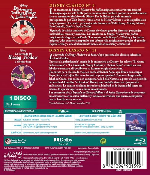 Pack Las Aventuras De Bongo, Mickey Y Las Judías Mágicas + La Leyenda De Sleepy Hollow Y El Señor Sapo (1947 + 1949)