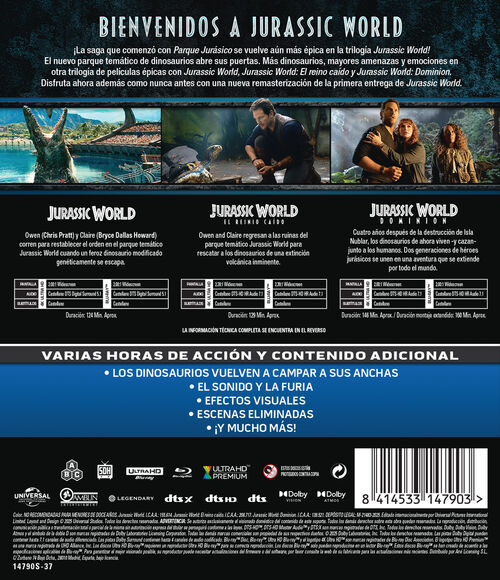 Pack Jurassic World - 3 películas (2015-2022)