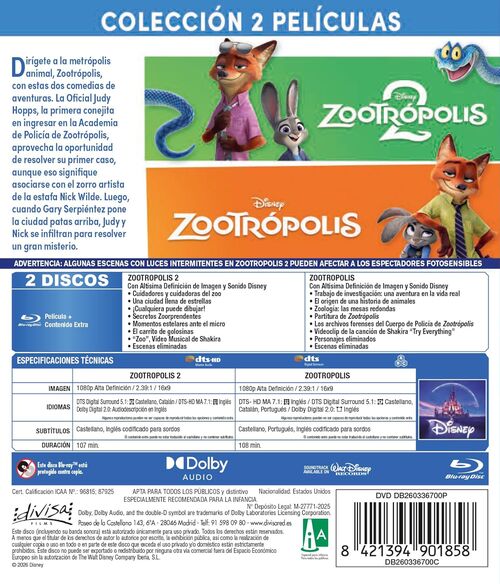 Pack Zootrópolis I + II (2016 + 2025)