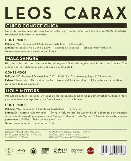 Pack Leos Carax - 3 pelculas (1984-2012)