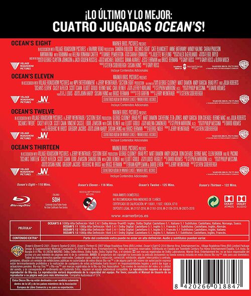 Pack Ocean's Eleven - 4 películas (2001-2018)