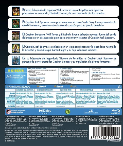 Pack Piratas Del Caribe - 5 pelculas (2003-2017)