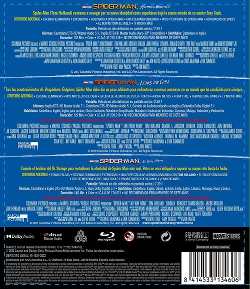 Pack Spider-Man (Tom Holland) - 3 películas (2017-2021)